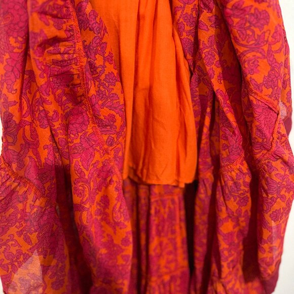 Free People Kikas Floral Cotton Maxi Dress Tiered Countryside Flowy Boho - Picture 7 of 15